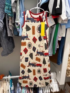 Blue & Red Train Print Sleep Sack by Baby Layette